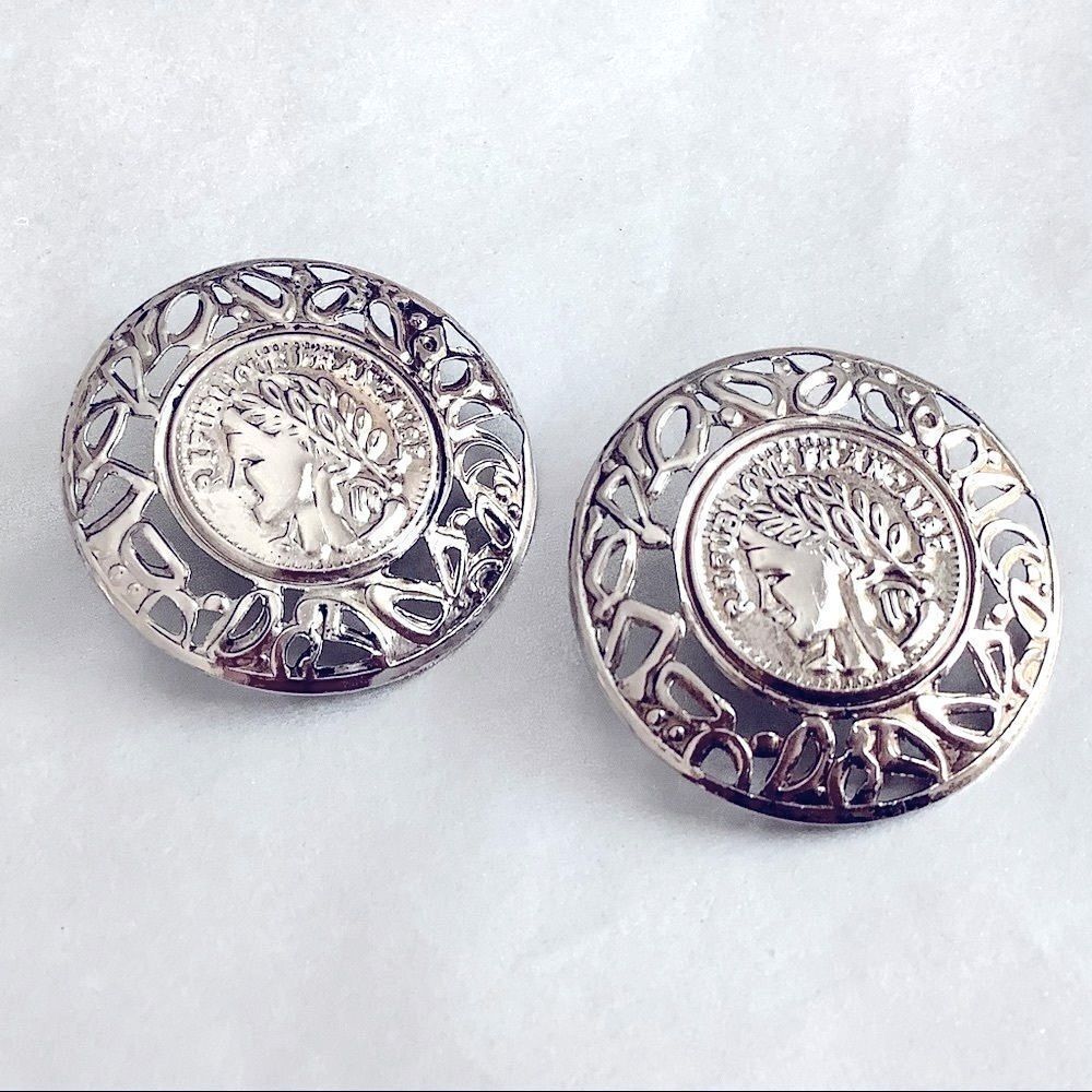 Vintage Republique Francaise Silver Tone Earrings